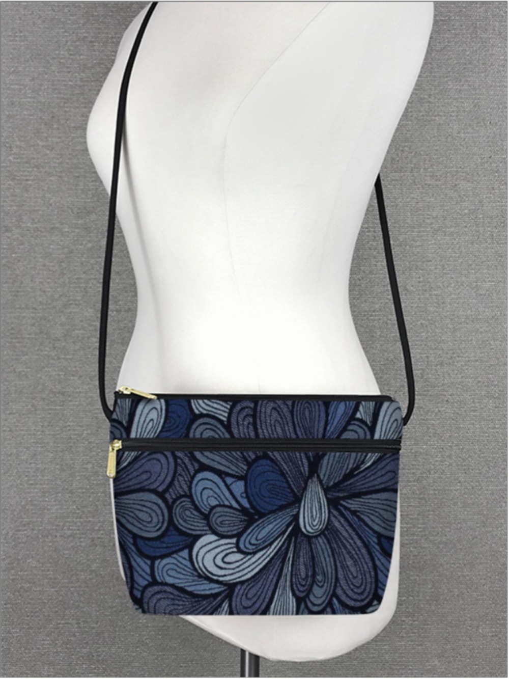 Danny K Beverly Hills Splash Crossbody Convertible Bag Blue Abstract Pattern